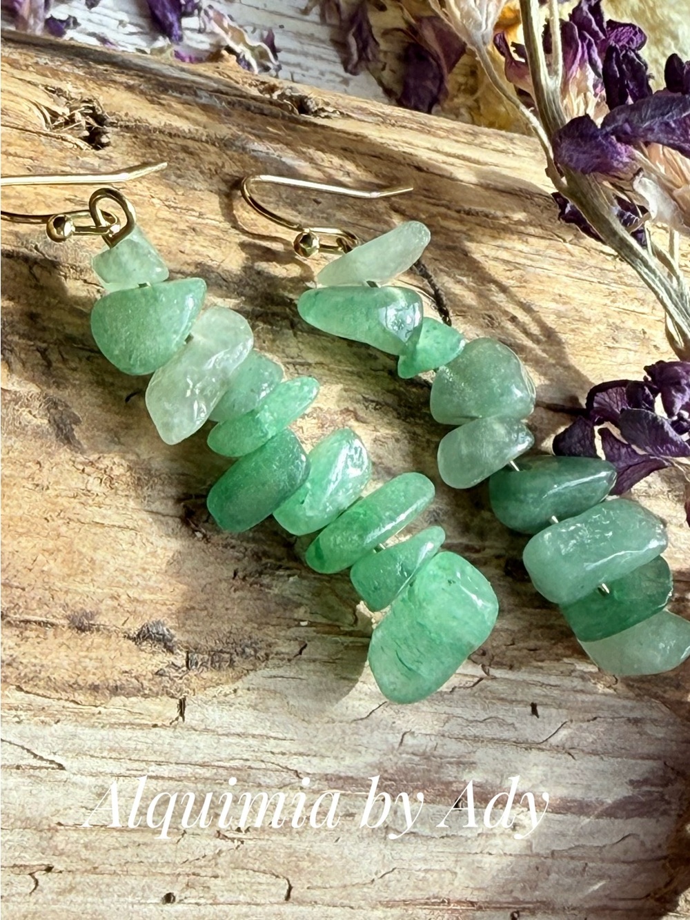 Light and Dark Green Aventurine Chip Drop Earrings